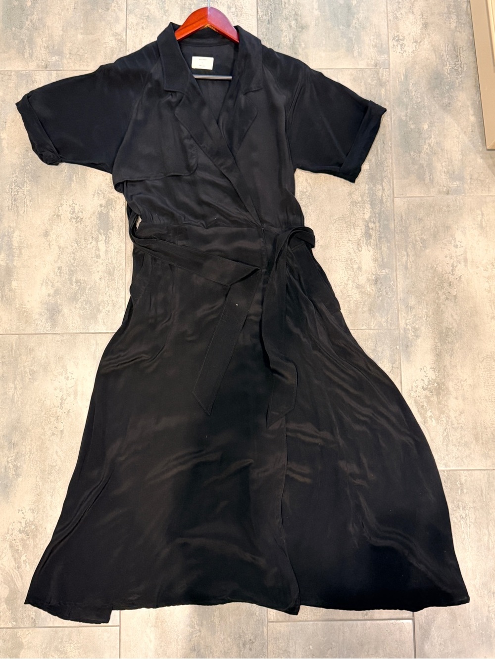 Billy Reid Black Safari Wrap Midi Dress Belted Made in USA Size L - Picture 7 of 8